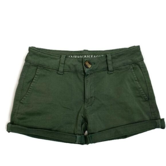 American Eagle Olive Green Midi Shorts Size 00 - Picture 7 of 8